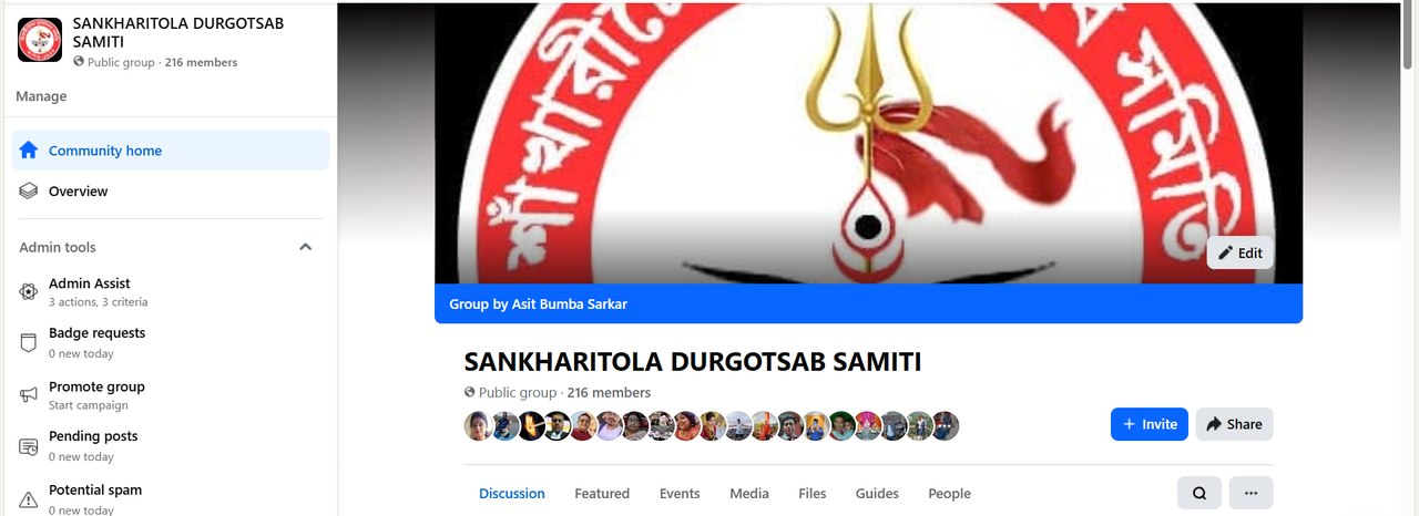 Sankharitola Durgotsab Samiti Facebook Group managed by Asit Kumar Sarkar